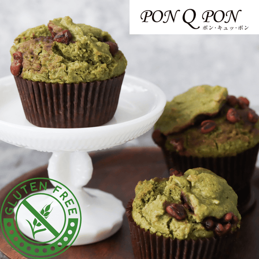 SAKU(GLUTEN-FREE) Rice Flour GF Vegan Muffins Yame Matcha & Azuki Red Bean - Tokyo Fresh Direct